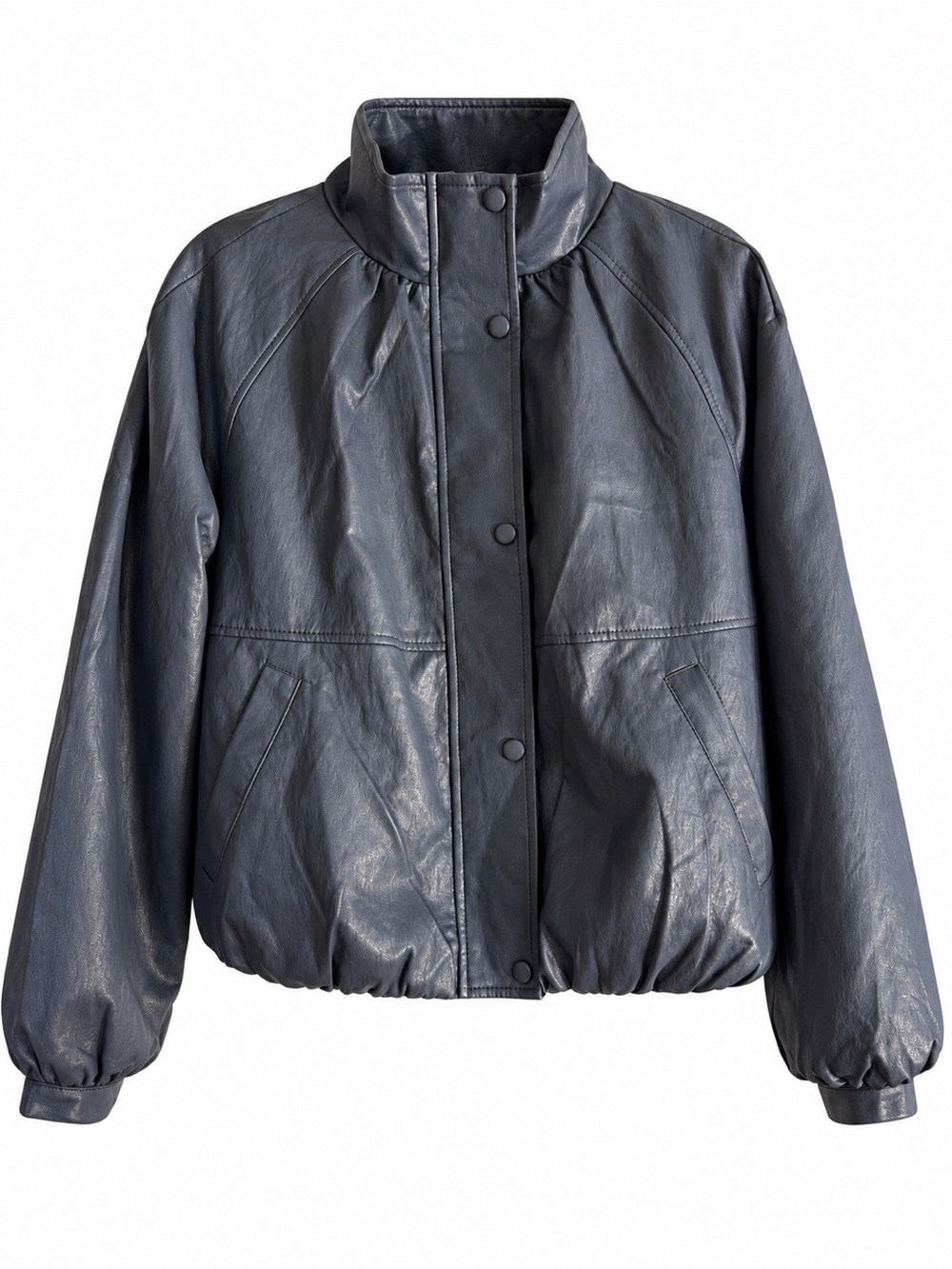 Avec Les Filles Slate Black Vegan Leather Bomber Jacket